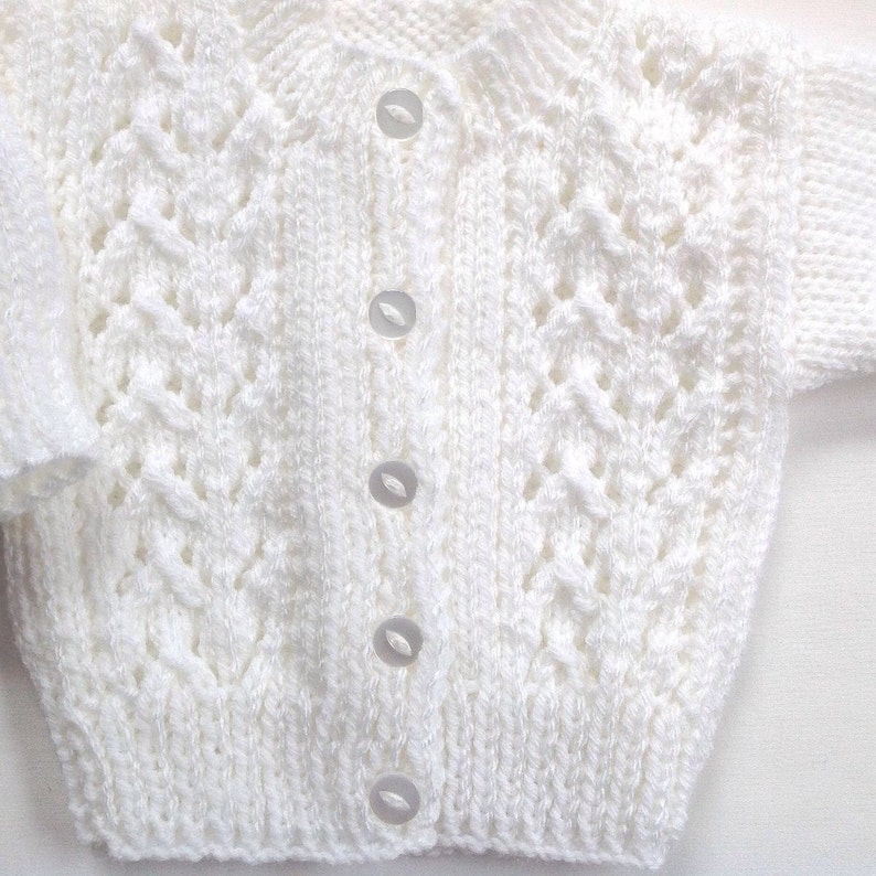 White baby cardigan 6 to 12 months Baptism sweater Baby Etsy