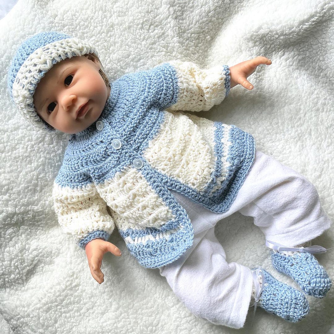 Newborn Baby Coming Home Outfit, Merino Wool Blend Infant Blue