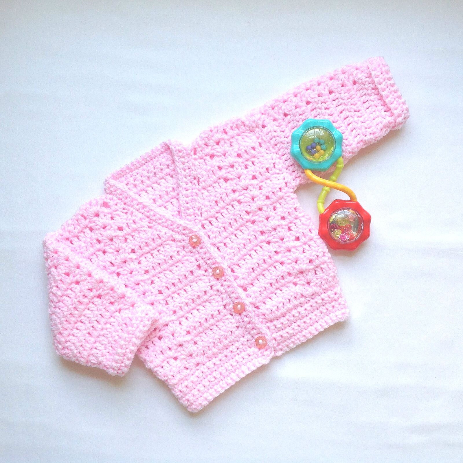 Crochet Pink Baby Sweater 0 to 4 Months Girl Baby Shower Gift Baby