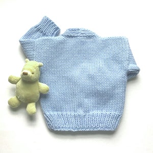 Bunny sweater, 6 to 12 months, Baby blue cardigan with bunny motifs, Gift for infant boy, Gender neutral blue sweater, Gift for baby image 4