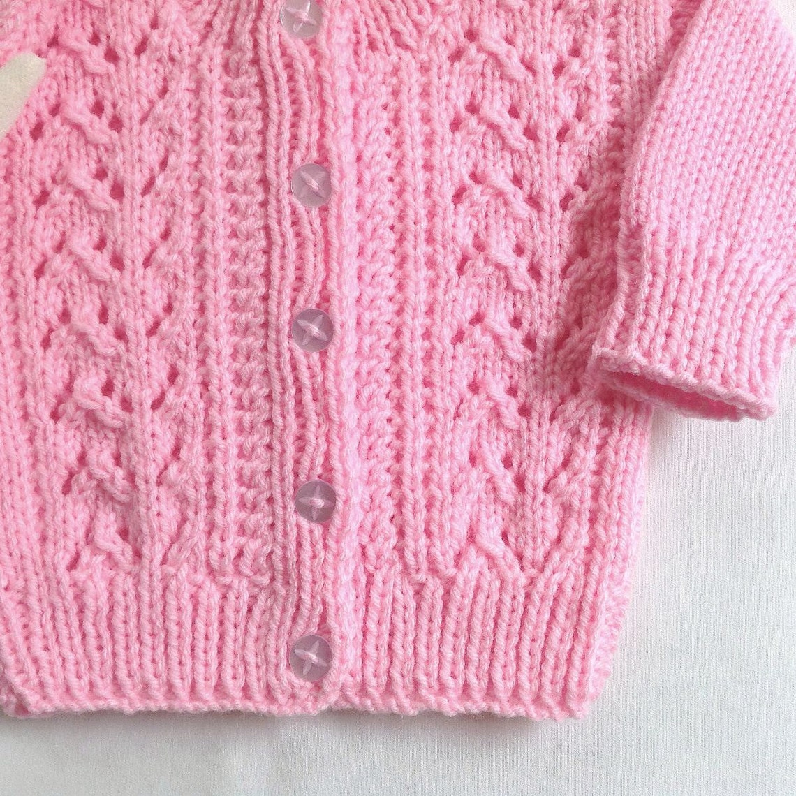 Baby girl pink cardigan 6 to 12 months girl Hand knit Etsy