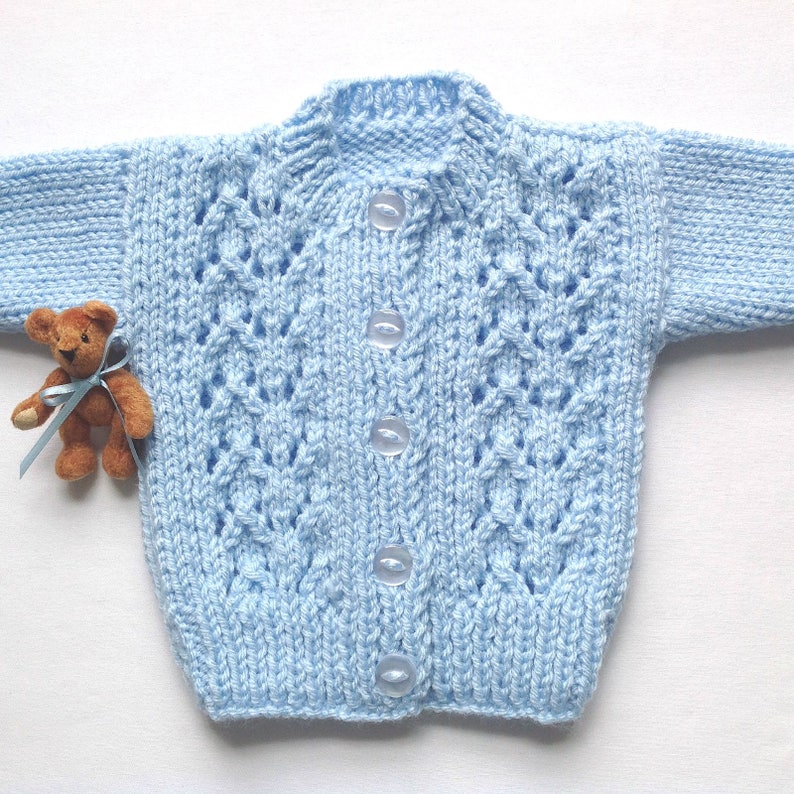 Newborn Baby Sweater Infant Boy Cardigan Blue Hand Knit | Etsy