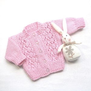Newborn girl pink sweater, Infant pink cardigan, Baby shower gift, Gift for new baby girl