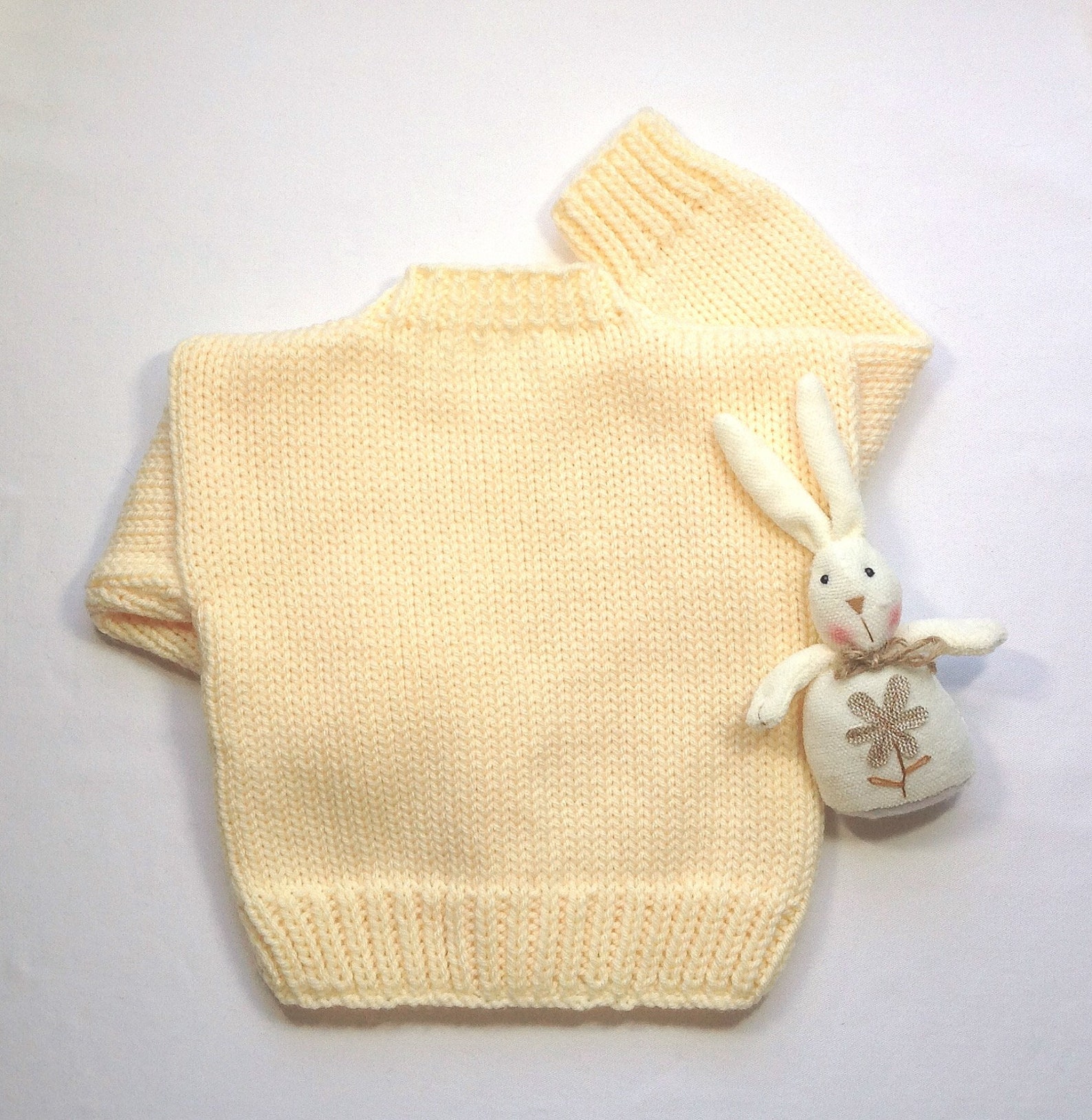 Handknit Yellow Baby Sweater 6 to 12 Months Infant Knit Etsy