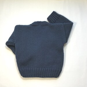 Toddler bunny sweater, 12 to 24 months, Handknit navy blue cardigan, Gift for baby, Bunny motifs image 4