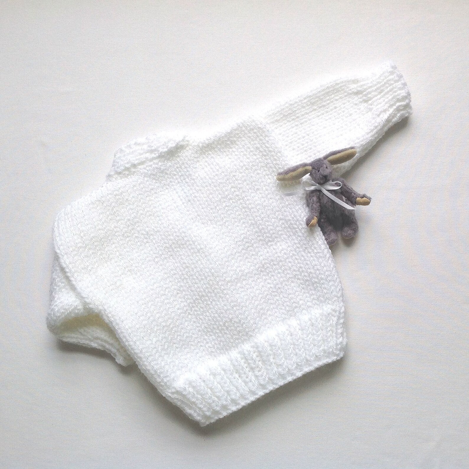White Knit Baby Sweater Newborn Size Baby Baptism Jacket Etsy