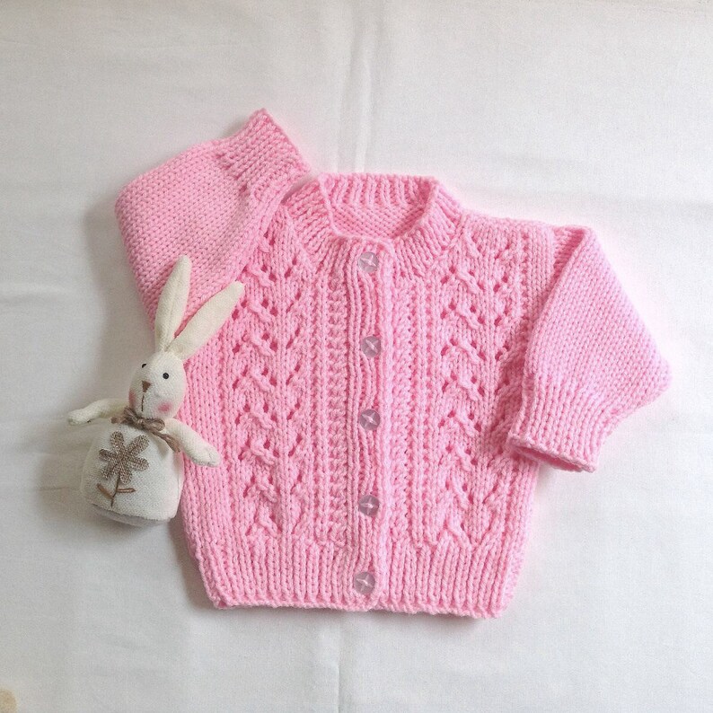 Baby Girl Pink Cardigan 6 to 12 Months Girl Hand Knit Etsy