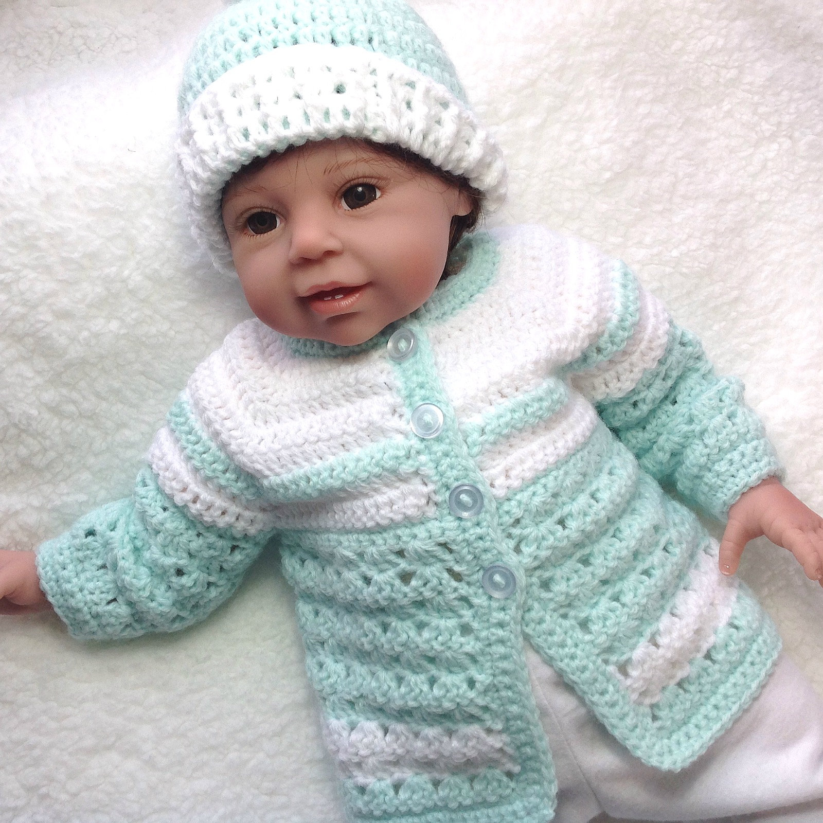 Baby Sweater Set 0 to 3 Months Mint Green Baby Outfit Etsy