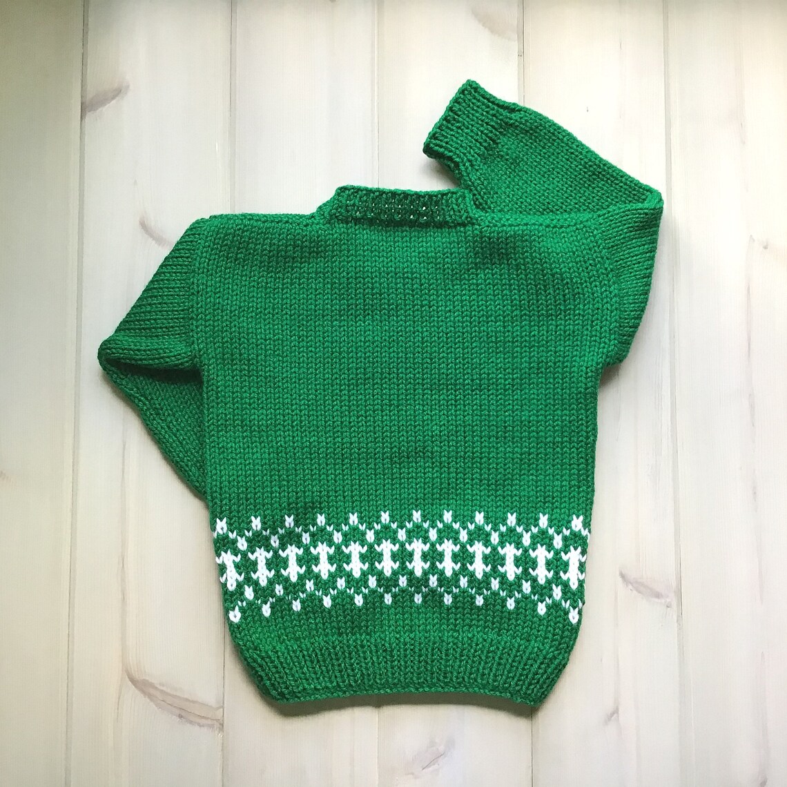 Childs Fair Isle Green Sweater 2 3 Years Unisex Kids Hand Etsy