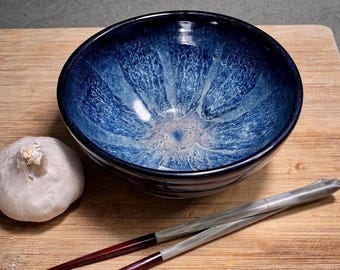 5.5” Blue Ceramic Bowl, Artisan Stoneware Bowl, Reactive Glazing, Kitchen Decor, Unique Pottery Gift