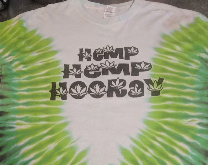 Hemp Hemp Hooray Tie-Dye T-Shirt | Funny Cannabis-Inspired Tee | Green Spiral Unisex 420 Shirt