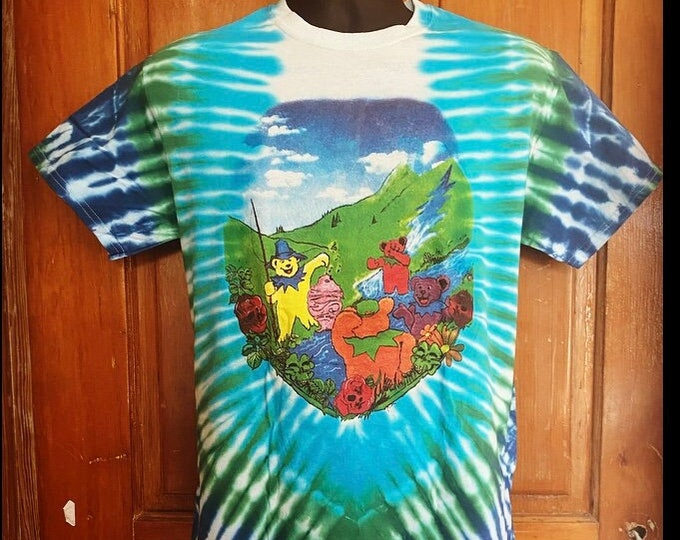 Dancing Bears Tie-Dye T-Shirt | Grateful Dead Inspired Psychedelic Tee | Handmade Festival Shirt