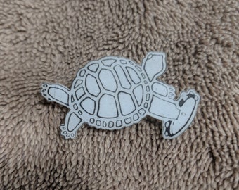 Solid Wood Hatpin Terrapin Station Turtle Lapel Pin 