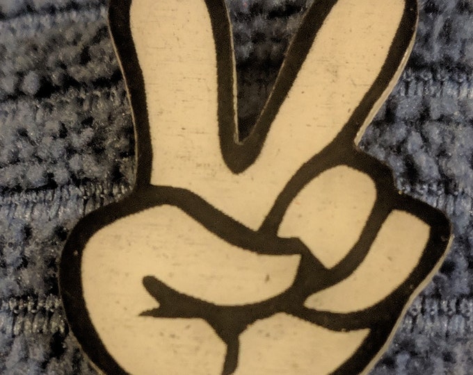 Glow-in-the-Dark Peace Hand Pin | Cartoon Hippie Enamel Pin | Retro Jam Band Accessory