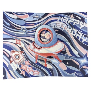 Carte d’anniversaire Space Cat Pop Up