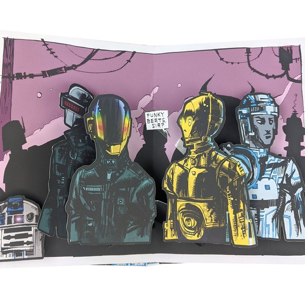 Jim Mahfood’s Funky Beats, Sir? Pop Up Art Print from Pop Up Funk Daft Punk Star Wars Tron Meet at a Bar