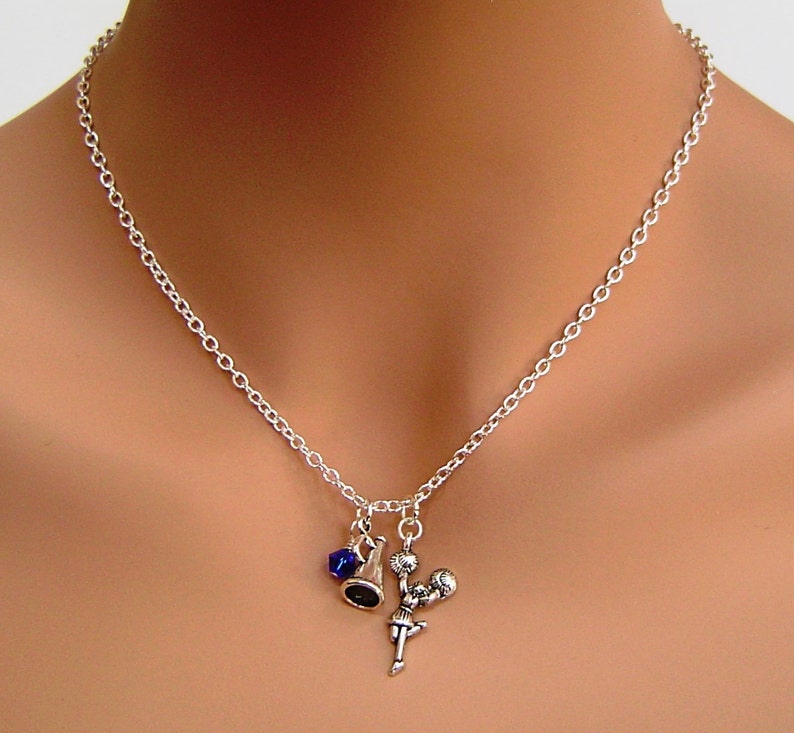 Antique Silver Cheerleader Megaphone Personalized Necklace Etsy