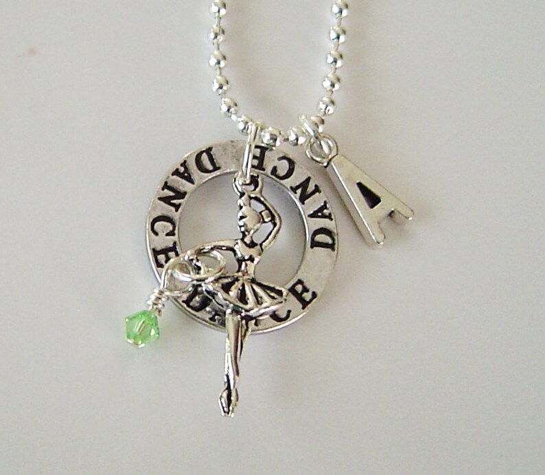 Dainty Necklace Personalized Necklace with Initial Birthstone Best Gift \u201cDance\u201d Washer Ballet Dancing Girl Charms for Girl Mom Sister