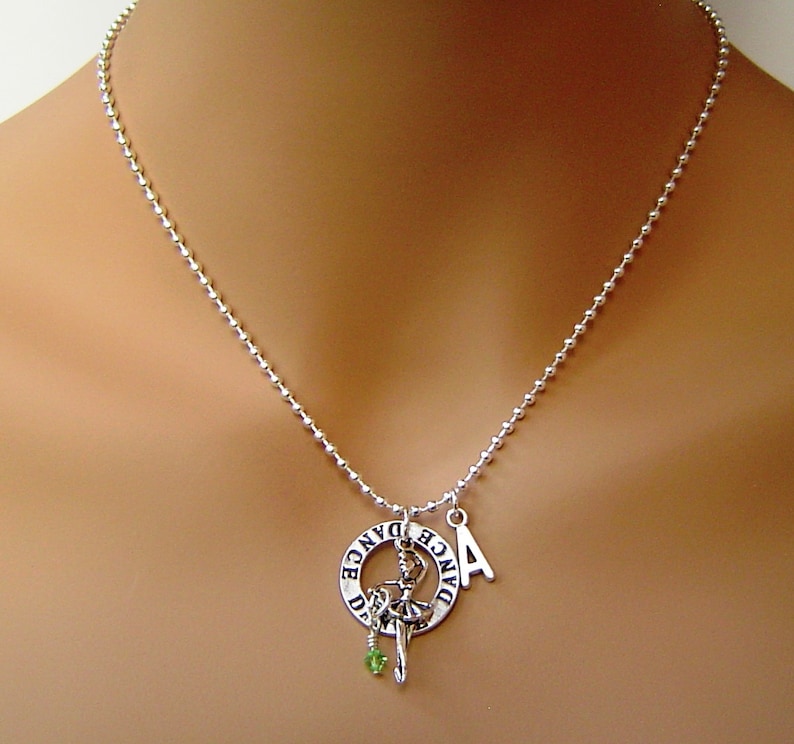 Dainty Necklace Personalized Necklace with Initial Birthstone Best Gift \u201cDance\u201d Washer Ballet Dancing Girl Charms for Girl Mom Sister