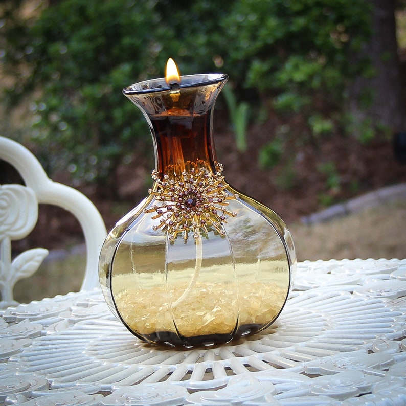 Tiki Torch Oil Lamp 70's Retro Amber Etsy