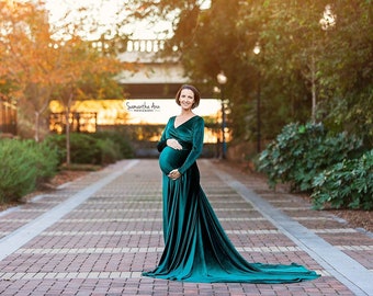 green maternity gown