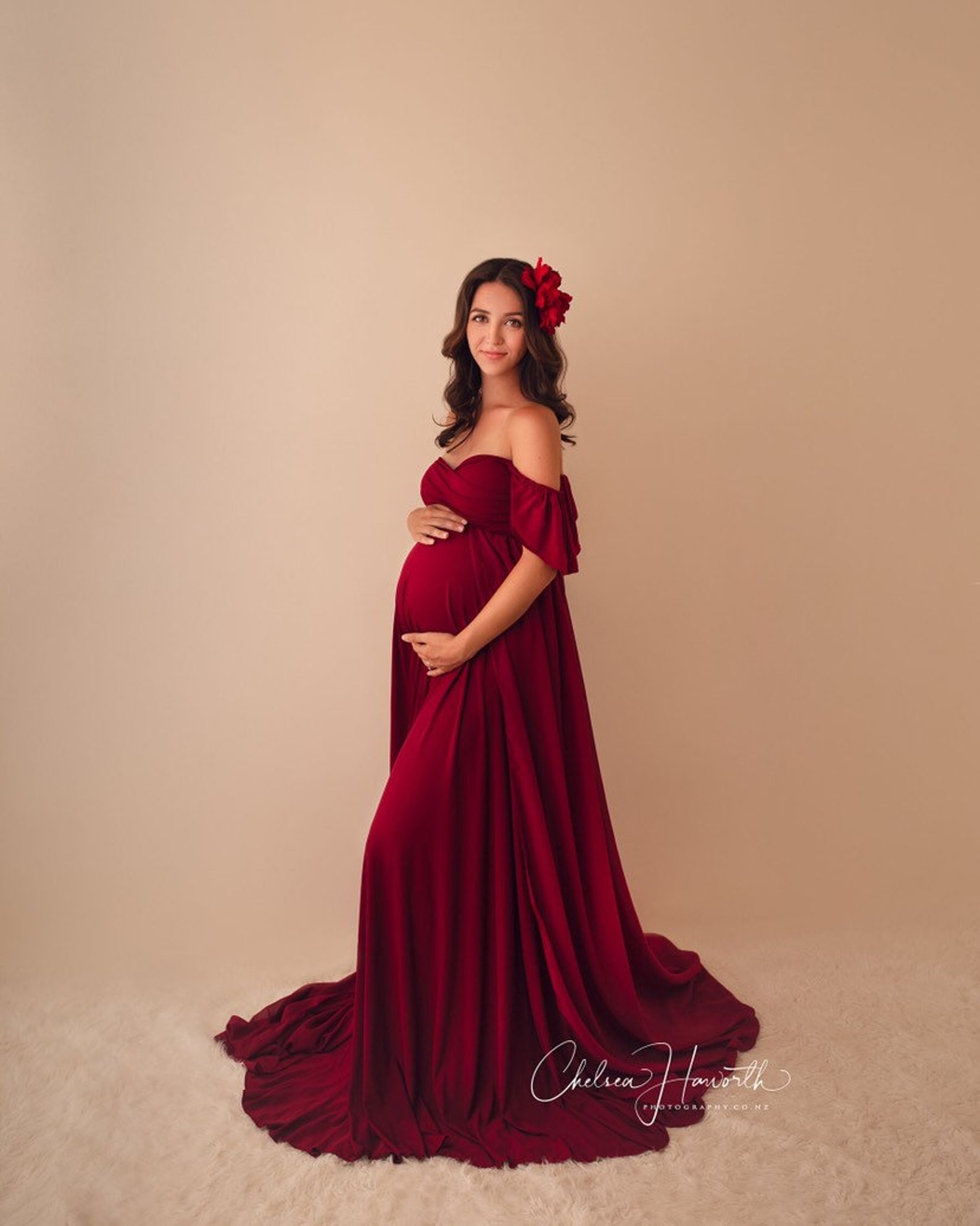 Burgundy/maternity Dress for Photo Shoot/maternity Etsy
