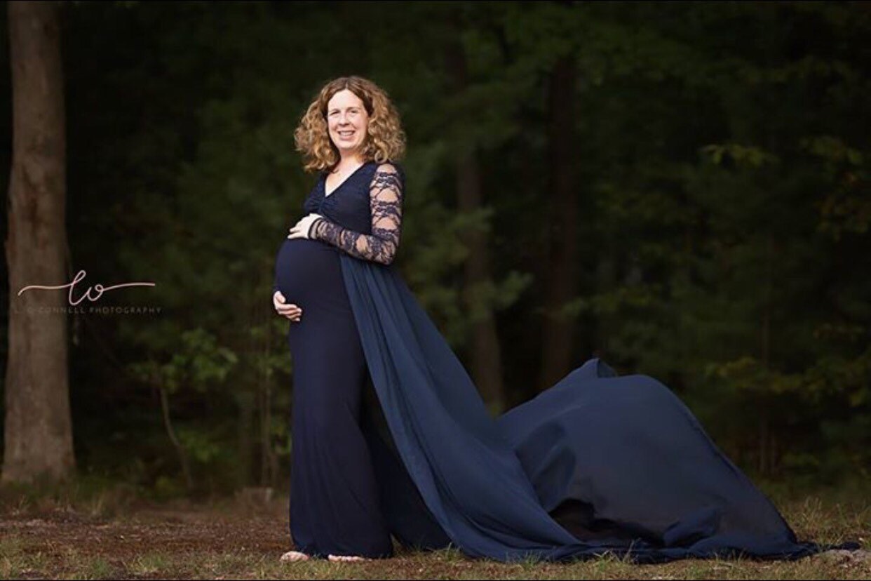 Navy blue/long sleeves maternity gown/Long sleeves Maternity Etsy