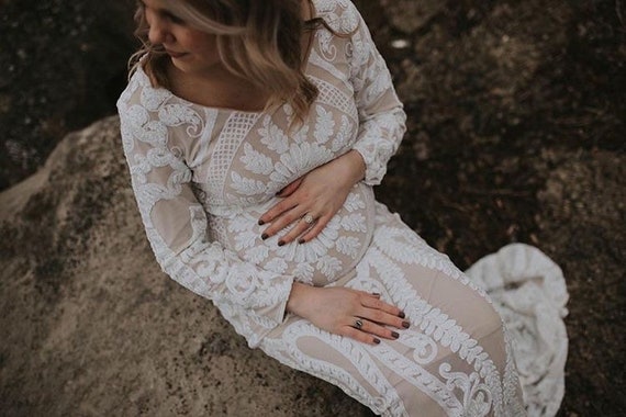 white sequin maternity dress
