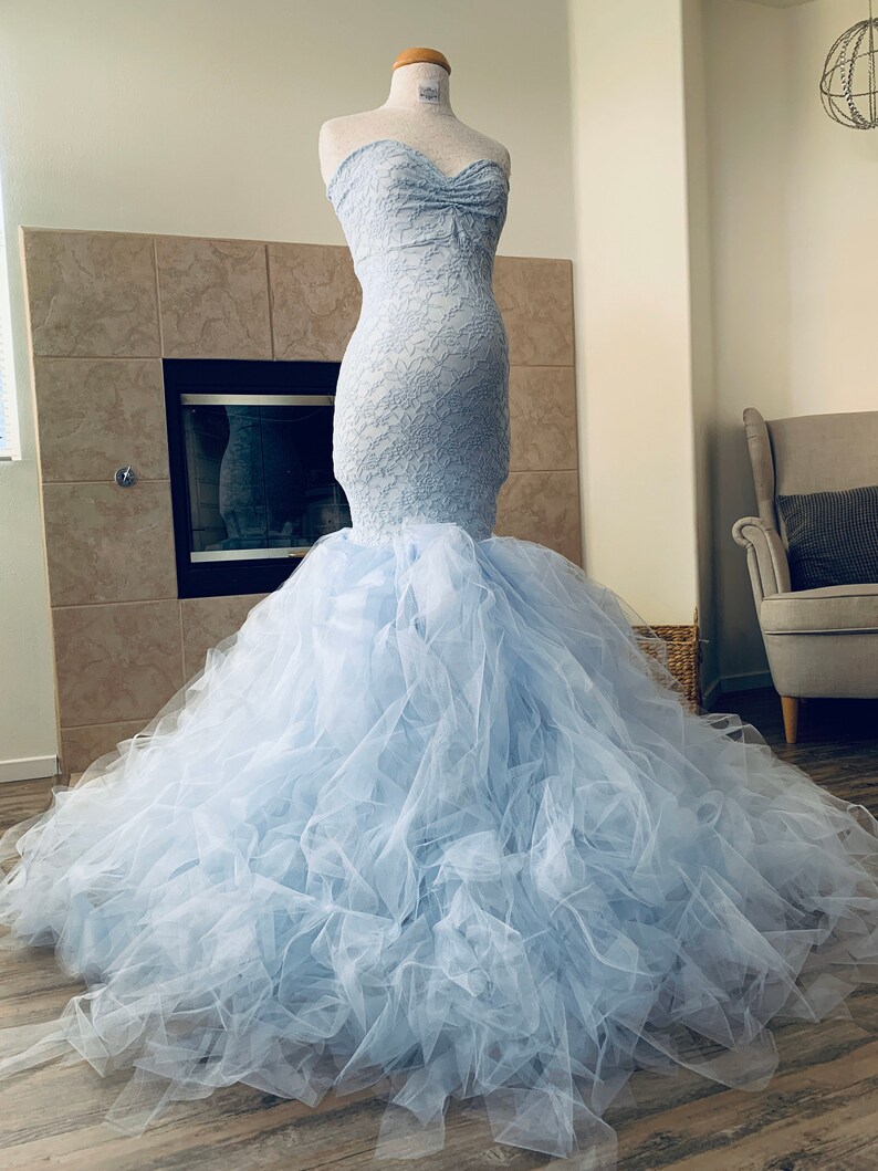 Maternity dressTulle Maternity Gownmermaid Maternity DressMaternity photo shoot dressBaby shower dressfitted maternitylight blue