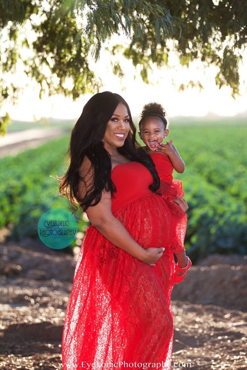 Red Dress Gown Lace Image 0
