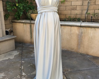 Sale price!! Ready to ship!! Silver, Light gray Jersey Maternity Infinity Gown, Maternity Dress, Maternity photo props, one size dress