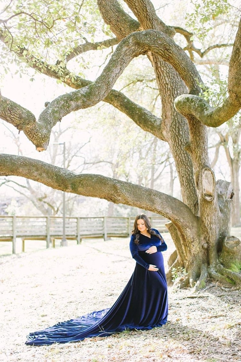 Velvet Maternity Gown Maternity Dress Baby Shower Etsy