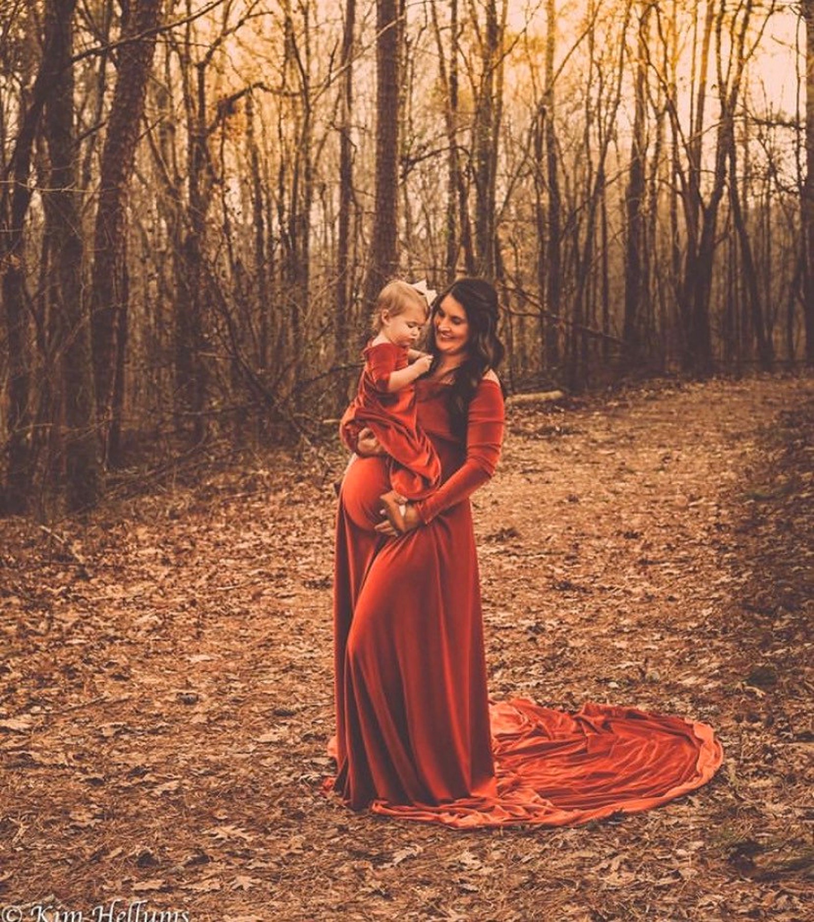 Burnt orange/Velvet Maternity Gown/Maternity Dress/Baby shower Etsy