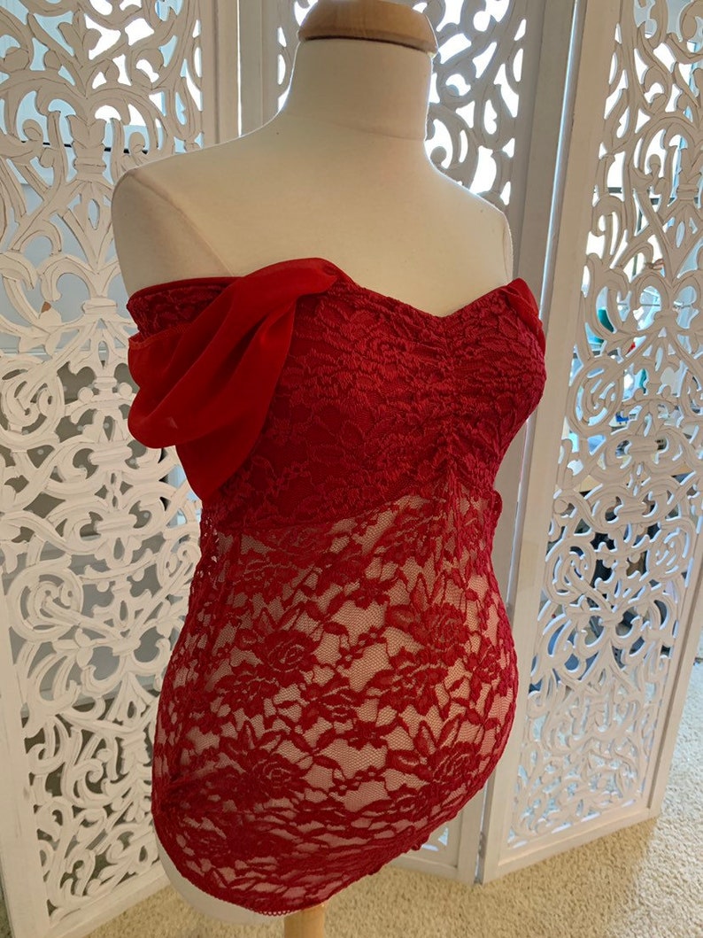 Maternity bodysuitmaternity onesieMaternity Photo PropsBoudoir photo shootMaternity dressbaby shower gift bohemianred