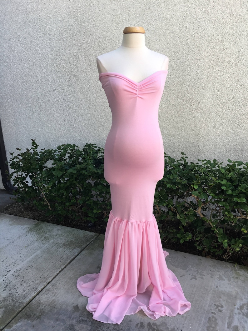 Light Pink Maternity Dress For Baby Shower Maternity Gown Mermaid Maternity Dress Maternity Dress Maternity Dress For Photo Shoot Fitted