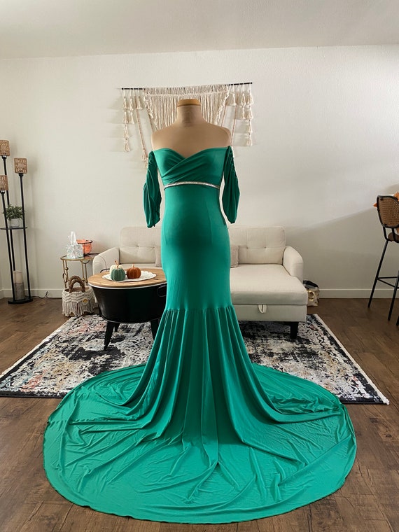 Emerald Green Maternity Dress maternity Photo Shoot Dress baby