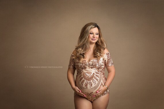 Gold/luxurious/sequins/maternity Bodysuit/maternity Dress for Photo Shoot/ maternity Onesie/sequins Onesie/maternity Wedding Dress 