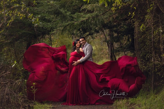 burgundy maternity dress