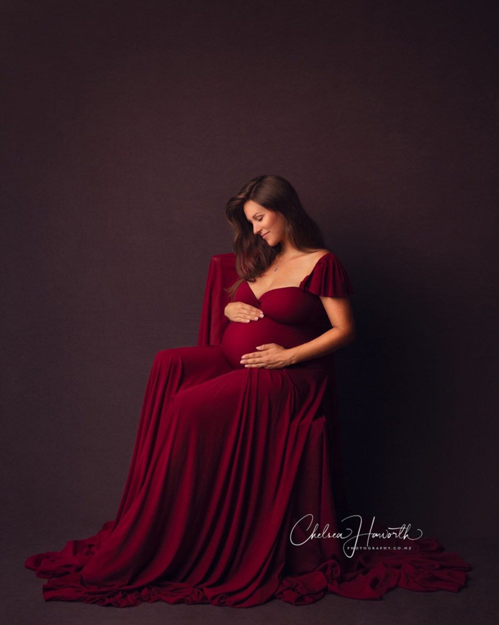 Burgundy/maternity Dress for Photo Shoot/maternity Etsy