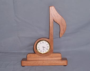 1/8 Note Clock-Musical Clock-Cherry Desk Clock-Music Lovers Gift