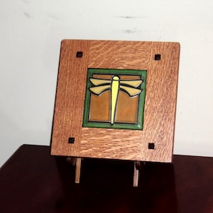 Framed Arts and Crafts Tile-Mission Style Frame-Dragonfly-Home Sweet Home