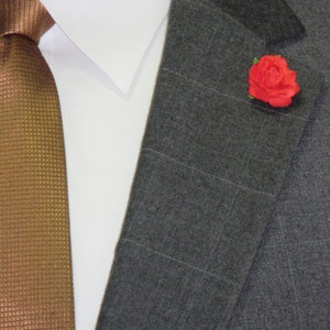 Paper Rose Flower Lapel Pin - American Beauty Red - Small - Everyday / Weddings / Proms