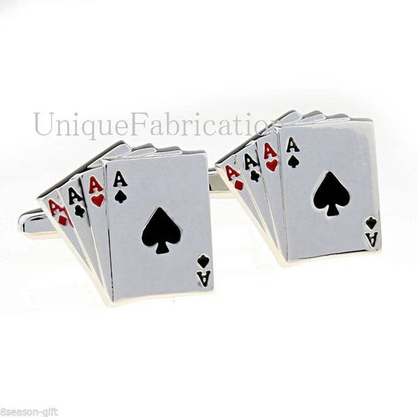 Men's Cuff Links - Deck of Cards Aces  Wedding / Prom / Everyday