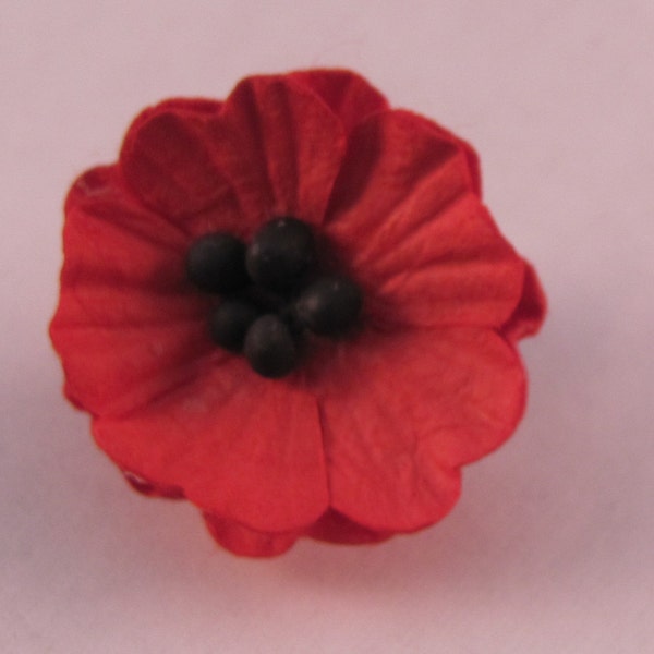 Small Red Poppy Flower Lapel Pin Brooch - Wedding / Formals / Everyday