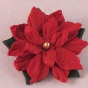 Small Men's Poinsettia Holiday Flower Lapel Pin - Everyday / Weddings / Formals