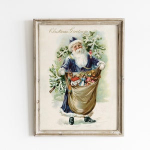Vintage santa wall art print, antique christmas art, Santa Claus print, vintage Christmas decor, Victorian Santa print, printable art