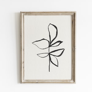Linie Zeichnung, minimal Blumen Druck, botanisches Poster, Blumen Wand Druck, druckbare Linie Kunst, Blatt Zeichnung, abstrakte minimalistische Kunst, Vintage
