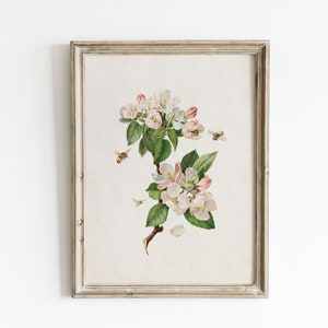 Spring blossom wall print, antique floral painting, vintage flower painting, spring flower print, vintage botanical painting, blossom art