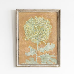 Vintage Marigold Flower Art Print: Antique Pastel Floral (Digital Download)