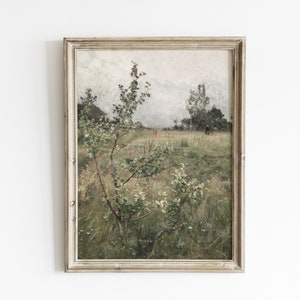 Stampa d&#39;epoca di un melo: dipinto di un paesaggio di campagna francese (download digitale)